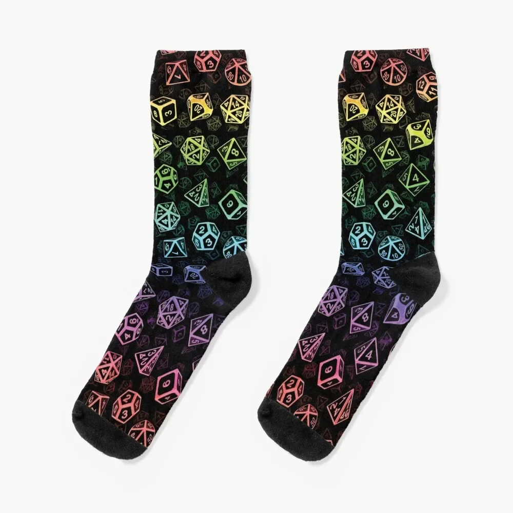 

D20 Dice Set Pattern (Rainbow) Socks Stockings compression floor Luxury Woman Socks Men's