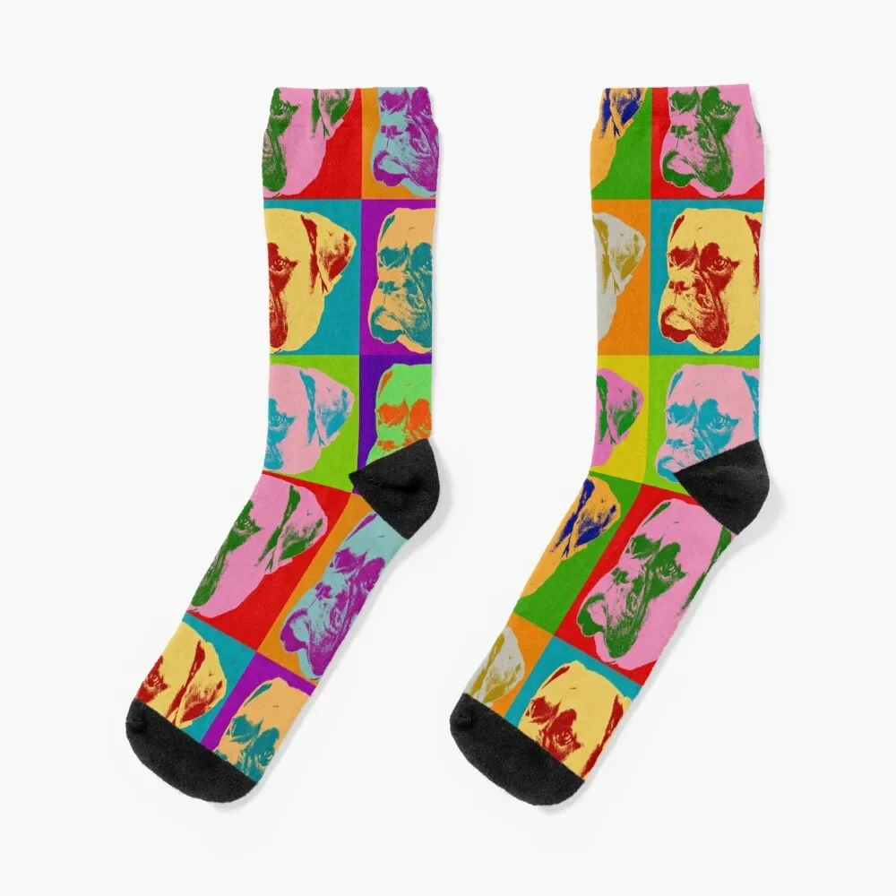 

Boxer Dog Pop Art Retro 90s 80s 70s 60s Bright Colors Unique Love Boxer Dogs Gift idea Socks anime Socks Men Women's