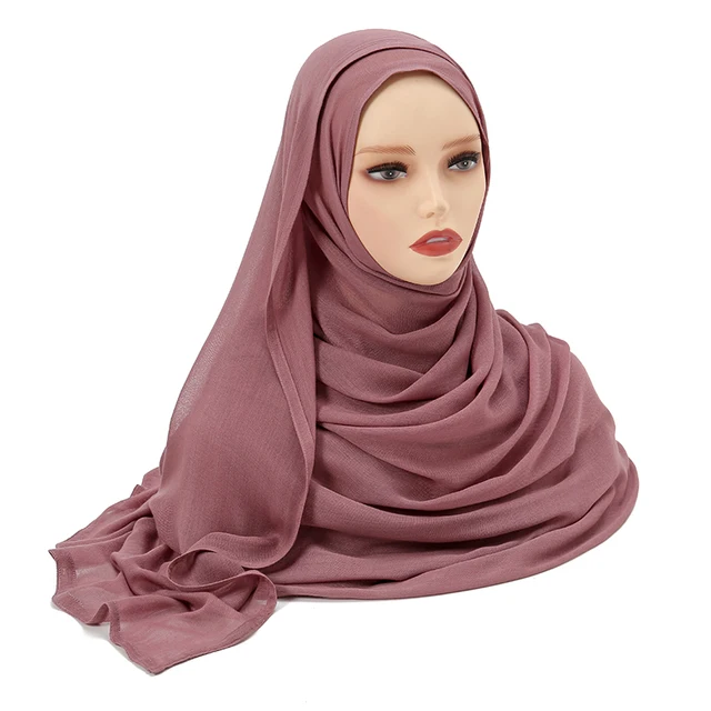 Châles en coton rayonne pour femmes musulmanes, Hijab Modal, écharpe unie, grande taille, Turban islamique, bandeau 190x85cm