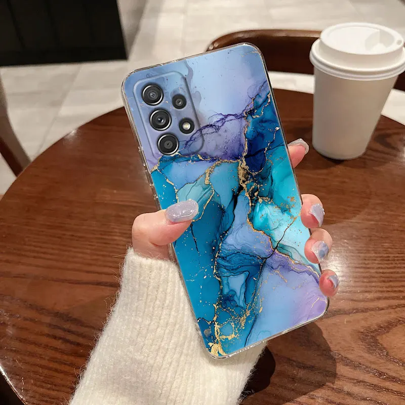 Flowing Color Marble Pattern Clear Phone Case