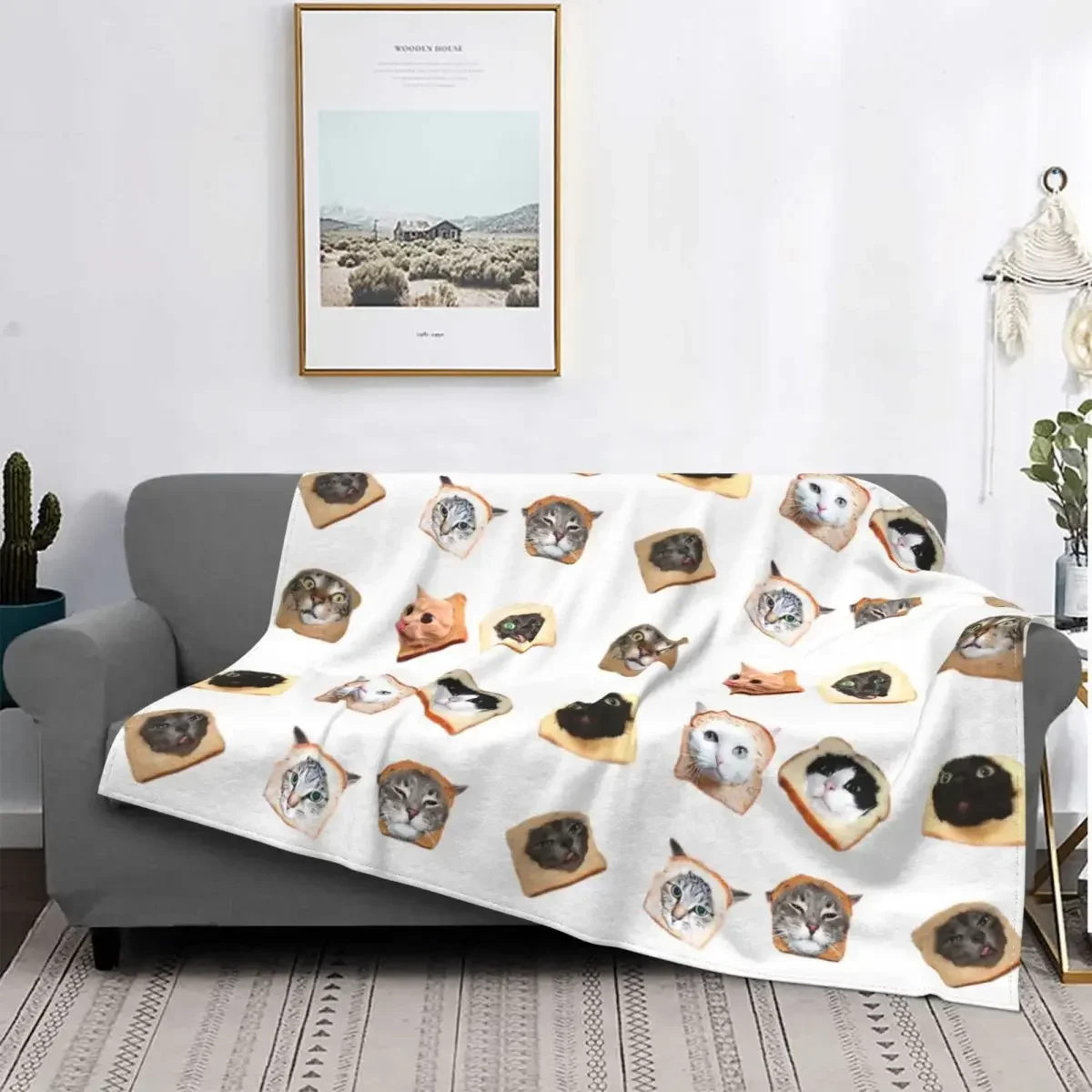 

Bread Kitties Cat Meme Blanket Cover Flannel Throw Blanket Summer Air Conditioning Personalised Ultra-Soft Warm Bedspreads