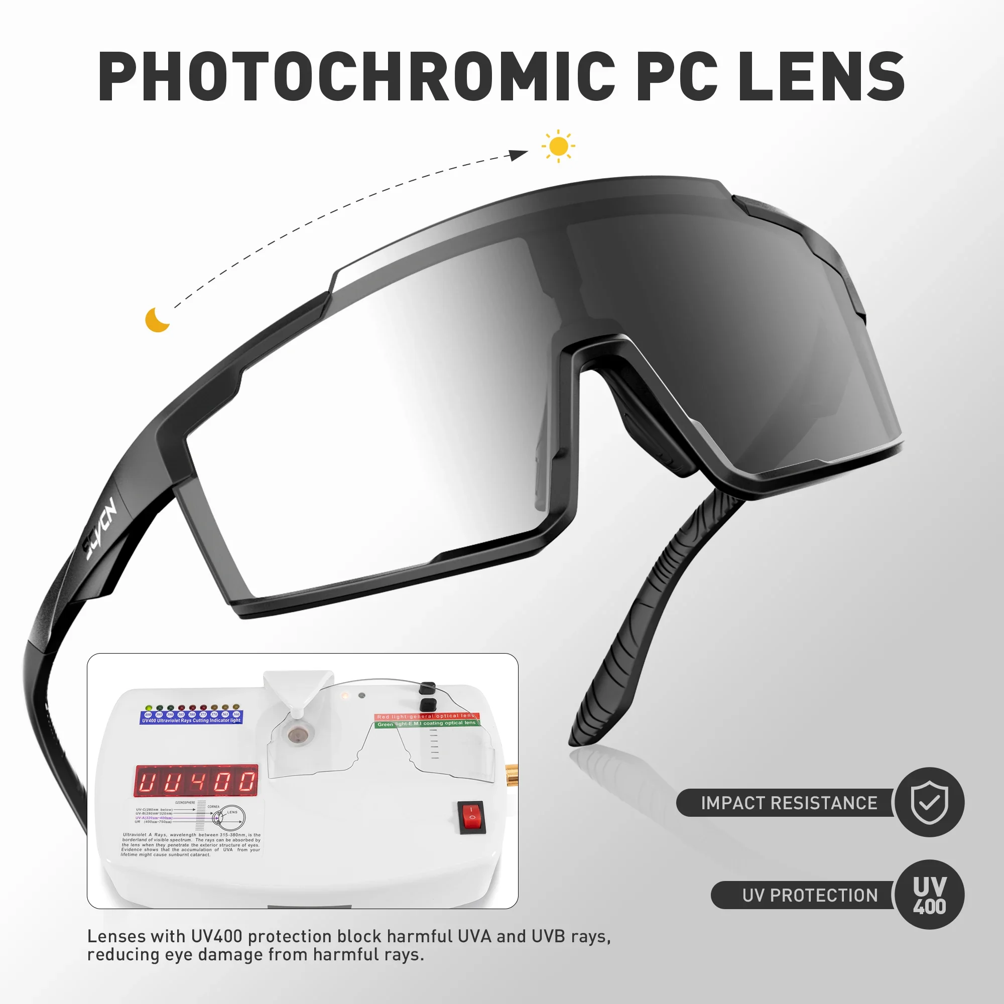 SCVCN Photochromic Hiking Eyewear Cycling Sunglasses Sports Bicycle Glasses MTB Bike Goggles Skating Glasses UV400 Men Women