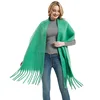 Autumn and Winter Warm Solid Colour Shawl for Women Long Tassel Rough Beard Grass Green Thickened 26 Colours Scarf 4