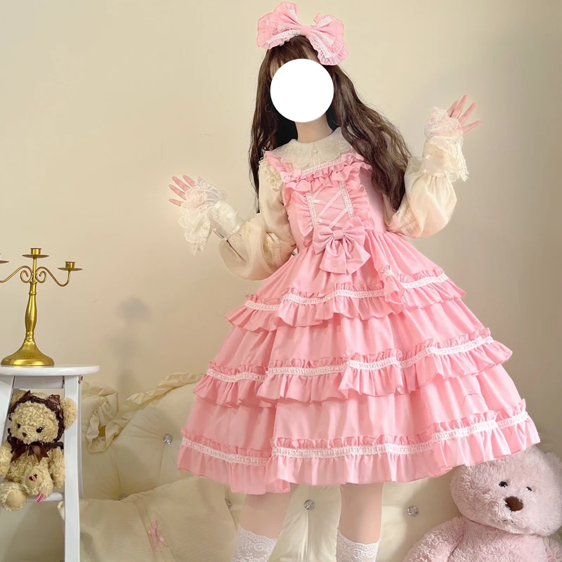 

2023 New Design Long Middle Ancient Sweet Girl Kawaii Dress Jsk Gothic Victorian Princess Party Baby Doll Lolita Dress For Woman