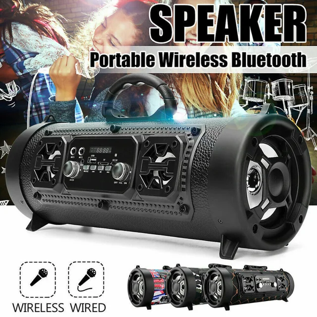 Altavoz Subwoofer portátil potente, Radio FM, inalámbrico, caja De sonido  De música, Bluetooth, graves grandes De alta potencia - AliExpress