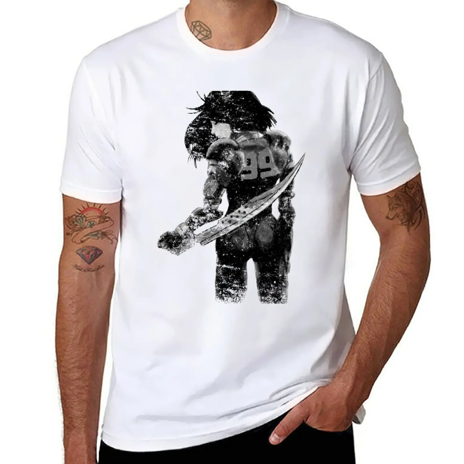 

New Manga Angel watercolor distressed in black and white T-Shirt anime clothes plain t-shirt plain white t shirts men