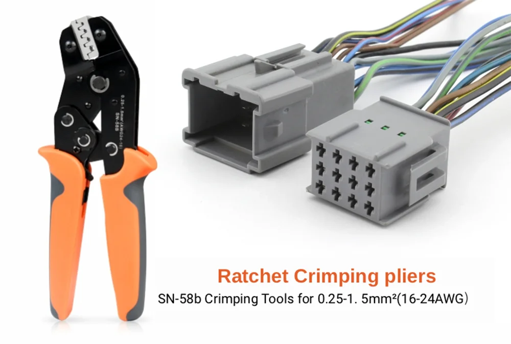 SN-58B Drahtcrimpzange 0,25-1,5mm² Set mit Box TAB 2.8/4.8/6.3 SM2.5 XH2.54 Anschlüsse für Elektrische Handwerkzeuge – Detail 1