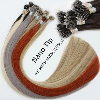 100 fili Nano Anelli Micro Collegamenti Estensioni dei capelli umani Bionda naturale Micro Bead Loop Pre incollati Capelli lisci europei Remy