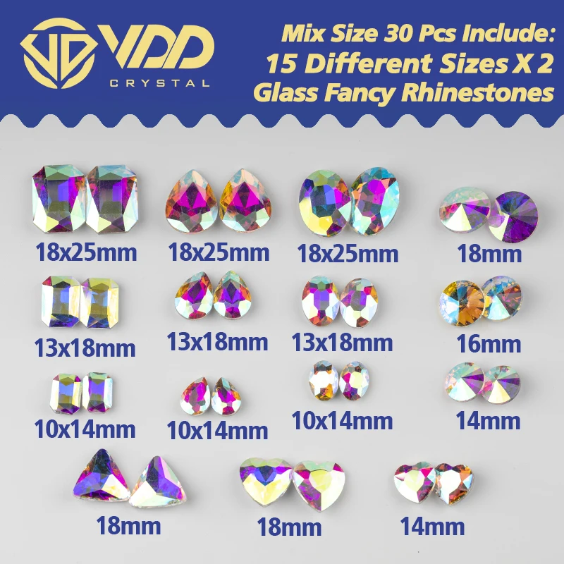 VDD 믹스 크기 모양 유리 멋진 라인 석 크리스탈 Pointback Strass 반짝이 네일 아트에 대 한 반짝이 3D 돌 DIY 공예 장식