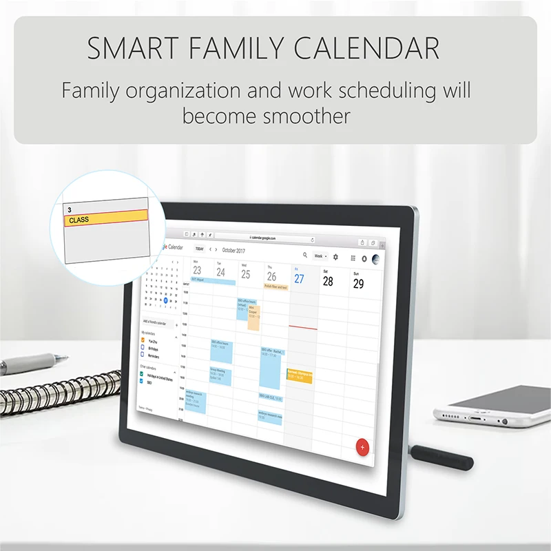 Interactive Smart Board TouchWo 15.6-43 Inch Android Touchscreen Digital Calendar & Wall Planners Smart Calendar for Chore Chart & Work Schedule