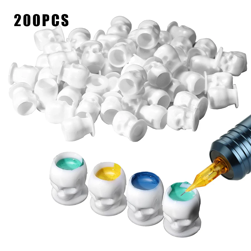 200 Stück Tattoo Pigment Cups – Weiße Einweg-Behälter Für Tinte, Permanent Make-up & Mehr
