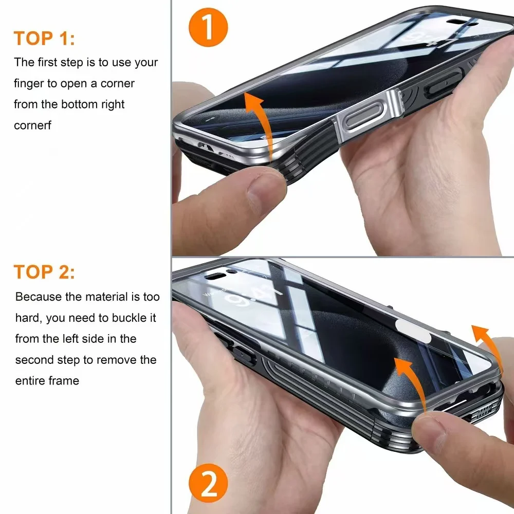 Enhanced Outdoor Dropproof Waterproof Magnetic Dustproof Transparent Phone Case