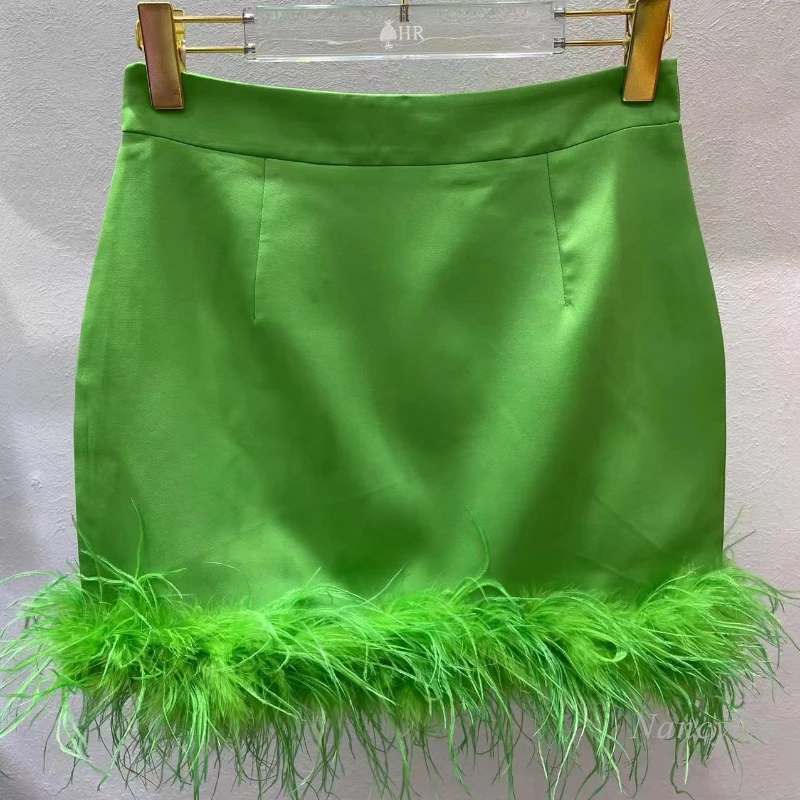 Feather Patchwork Skirt For Women 2022 Summer Autumn New Classic Style