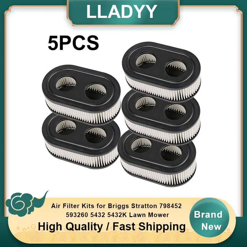 5pcs Lawn Mower Air Filter For Briggs Stratton 798452 K 593260