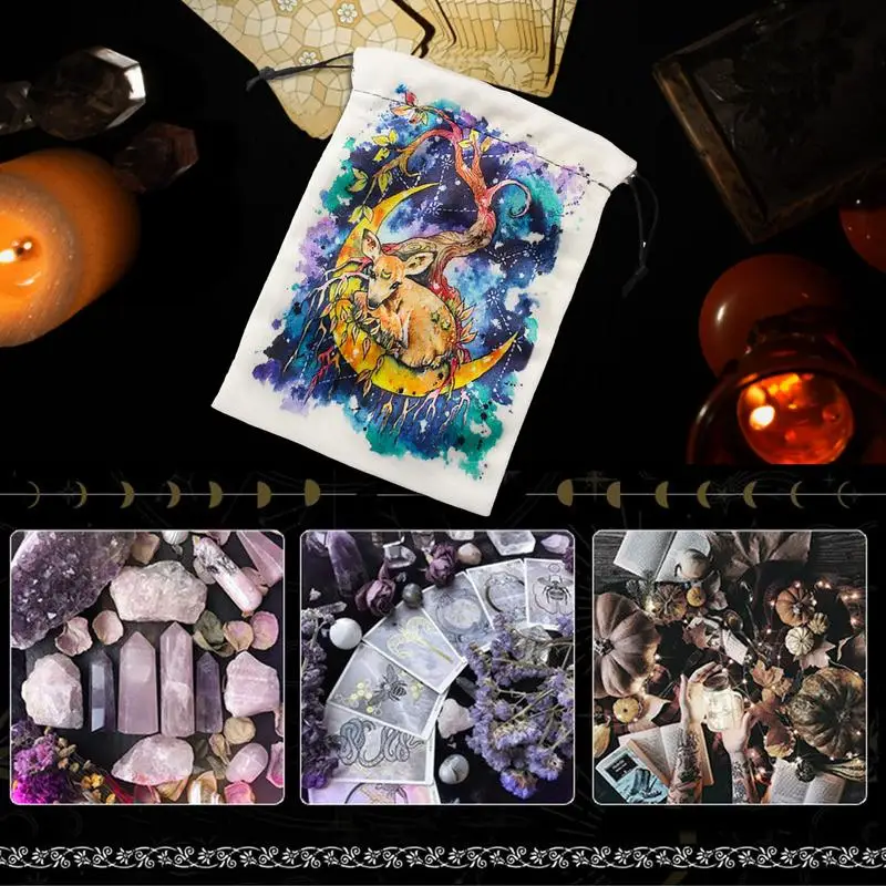 Tarot Storage Bag Double-Side Divination Holder Pouch Jewelry Organizer Drawstring Tarot Game Gift Bag For Witches Magician