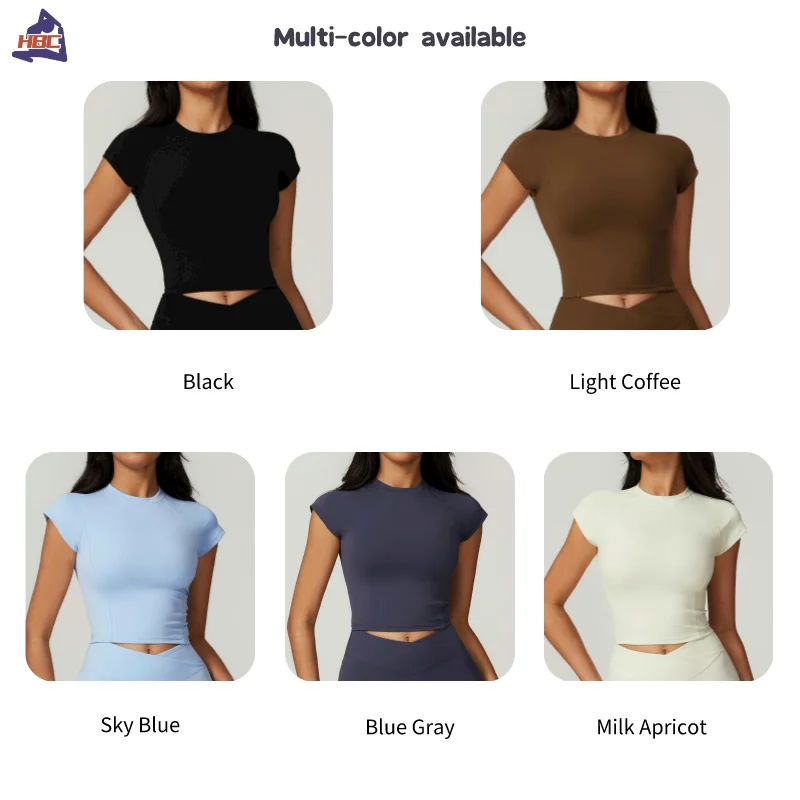 HBC Women's Training T-shirt Eco Friendly High Impact Running Top Tee Push-up Workout Pilates Fitness T-shirt Yoga Crop Top 4
