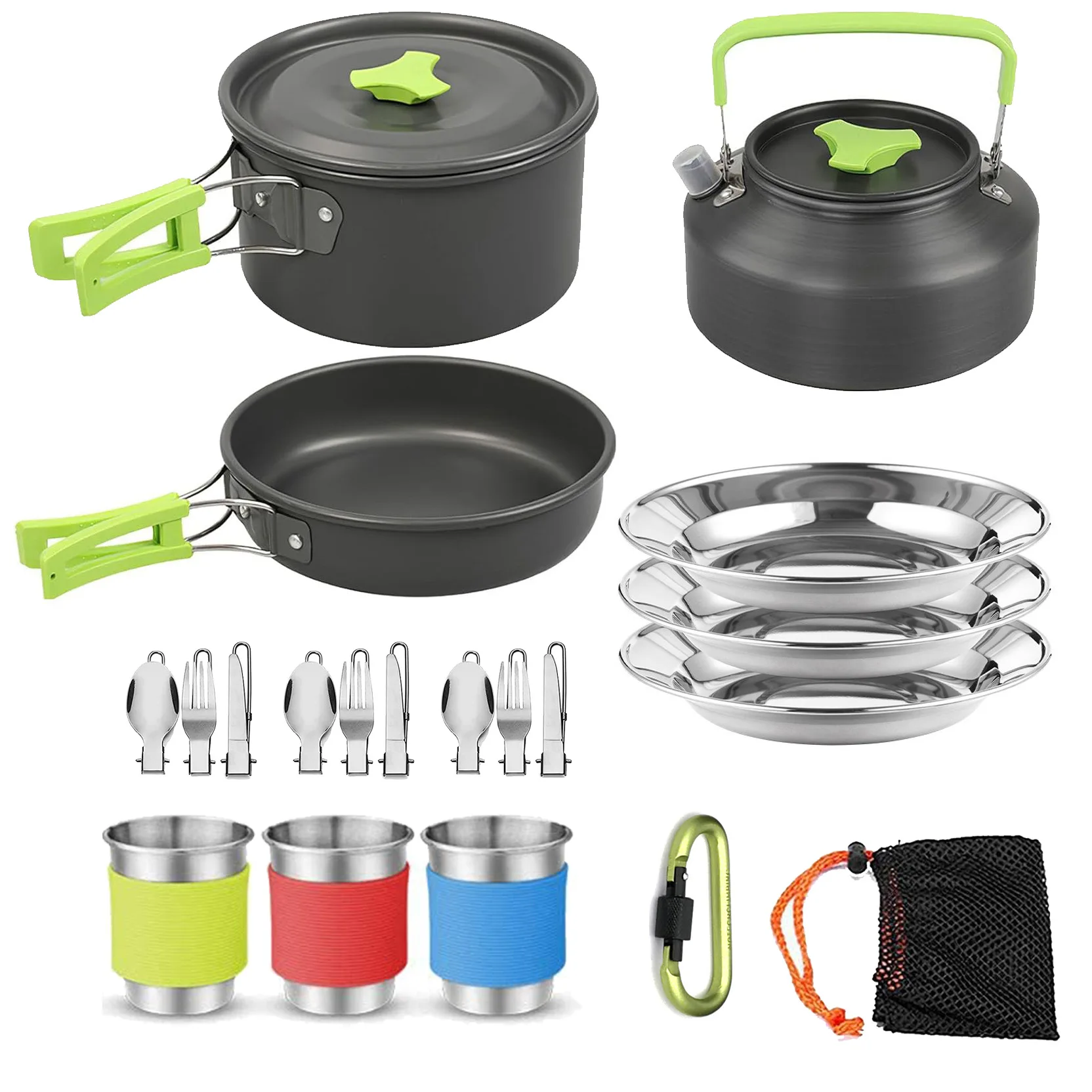 Members Only Metal 6pcs Ss Outdoor Cookware Set Camping Cookware Outdoor Cook Set