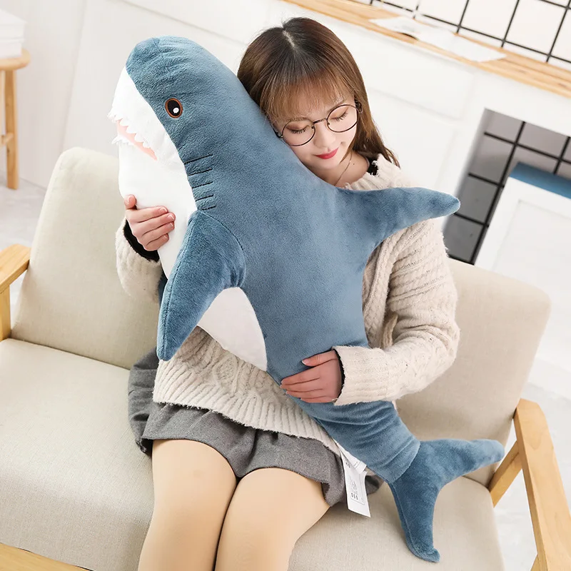 30/45/60/80/100 cm Lustiges Freude Niedlicher Hai Plüschtier Weiches Stofftier Lesekissen für Geburtstagsgeschenke Kissen Puppe Geschenk