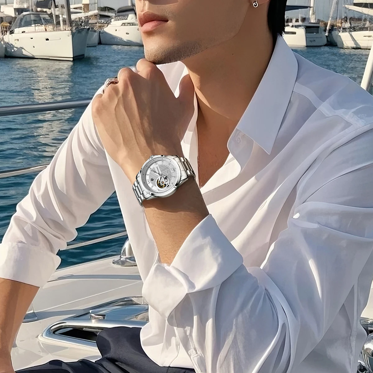 BANGWEI Men's Mechanical Wristwatches Top Brand Luxury Automatic Watch For Men Fashion Sport Diving Watch Men Montre Homme+BOX