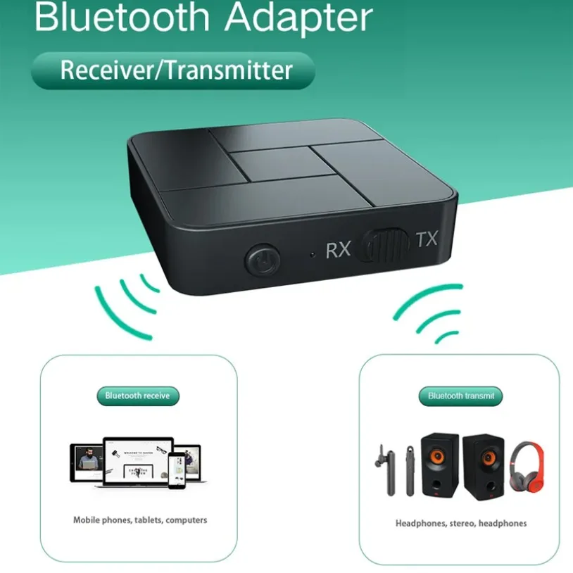 2 in 1 Bluetooth 5.0 Transmitter Receiver 3.5mm AUX aptX Low Latency Wireless Audio Adapter for TV Smartphones Laptops Headsets