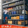 60" W Storage Shelves 3000LBS Garage Shelving Heavy Duty Adjustable 5 Tier Metal Shelving Unit for Storage Rack Garage Storage 5