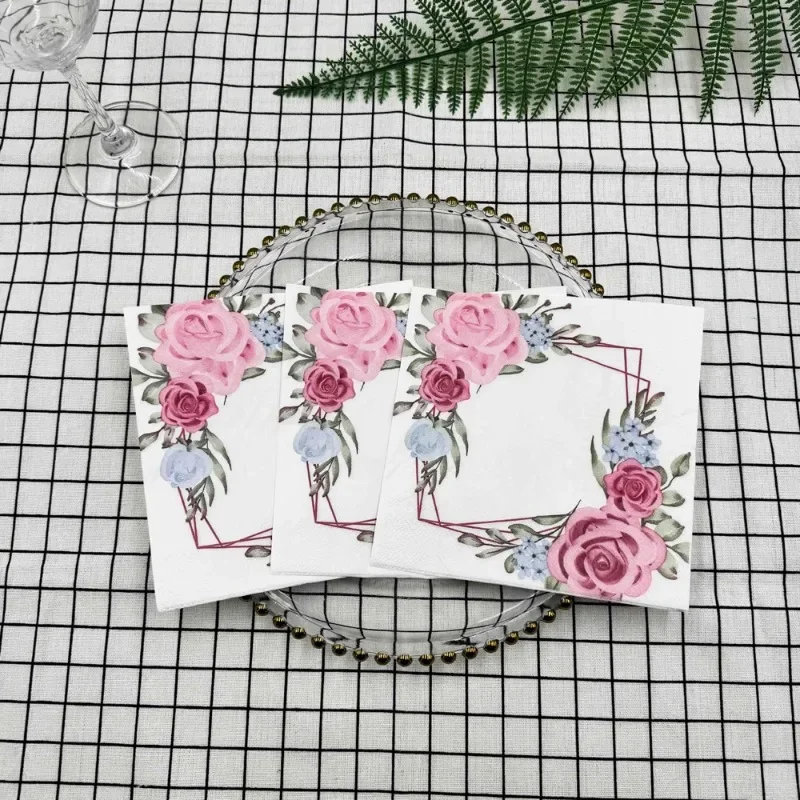 10/20pcs/Pac 33*33cm 2-Ply DIY Printed Napkins Fresh Flower Model Wedding Flower Paper Hotel Party Folded Square Facial Tissue