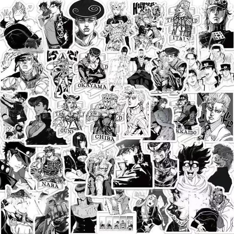 

JJBA Black White Manga Style Anime Sticker Kujo Jotaro Higashikata Josuke Kira Yoshikage Stickers Ipad Phone Case DIY Decor Gift