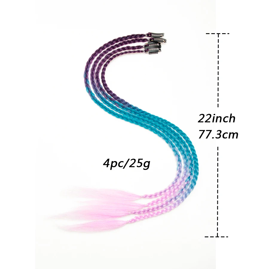 4pcs/Pack Y2K Style Synthetic Box Braids 22 Inch Unisex Straight Hair Extensions Perfect Valentine Day Gift for Birthday Party