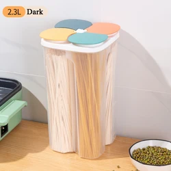 Multi-Compartment Plastic Cereal Storage Container - Airtight & Moisture-Proof Grain and Pasta Keeper (2.3L-DarkColor)