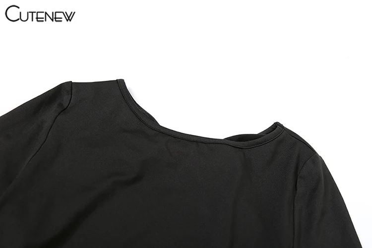 Fashion Wild Women T-shirts Classic Concise Back Cut Out Full Sleeve Skinny Crop Tees Female Trend Matched Streetwear