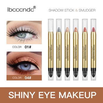 New Double-head Metallic Eyeshadow Stick Shimmer Eyeshadow Pencil Ultra Pigmented And Long Lasting Cream Eye Shadow Pen - Thumbnail 2