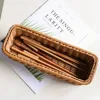Kitchen Supplies Plastic Imitation Rattan Storage Basket Rectangle Durable Faux Wicker Tray Universal Bread Food Plate Home 4