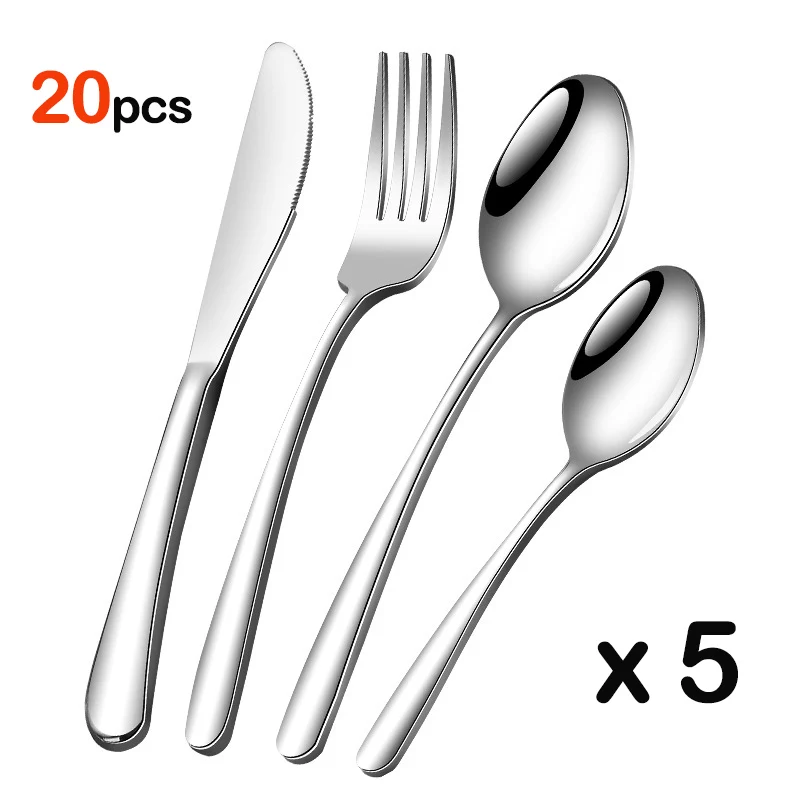 20-Piece Silverware Set, Premium Stainless Steel Flatware Set