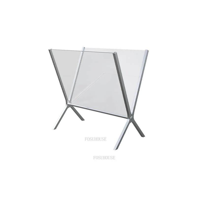 Transparent Book Shelf Magazine Rack Glass Classic Bookshelf Korean Ins Original Newspaper Rack Modern Stainless Steel Book