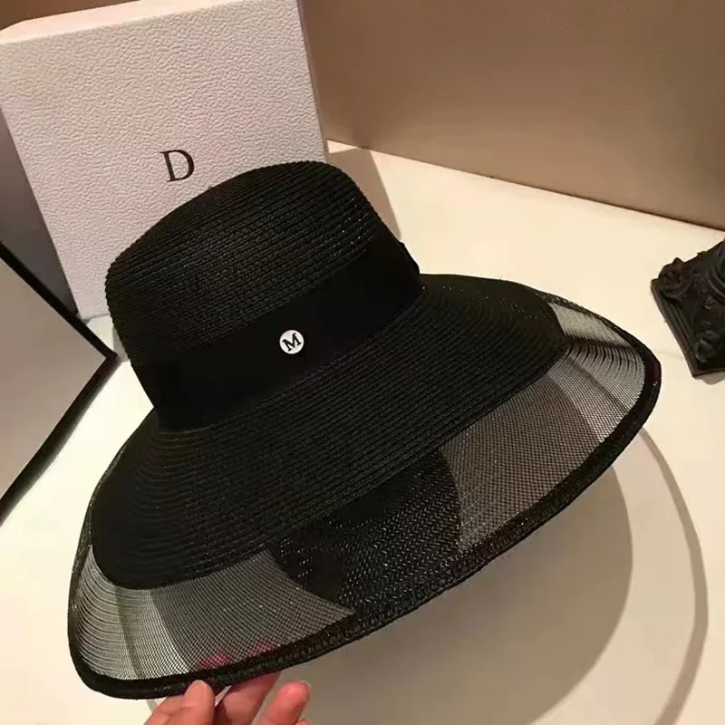 Women's UPF 50+ Foldable Straw Sun Hat - Wide Brim UV Protection Beach Bucket Panama Hat, Lightweight & Mesh Design_voghion.com