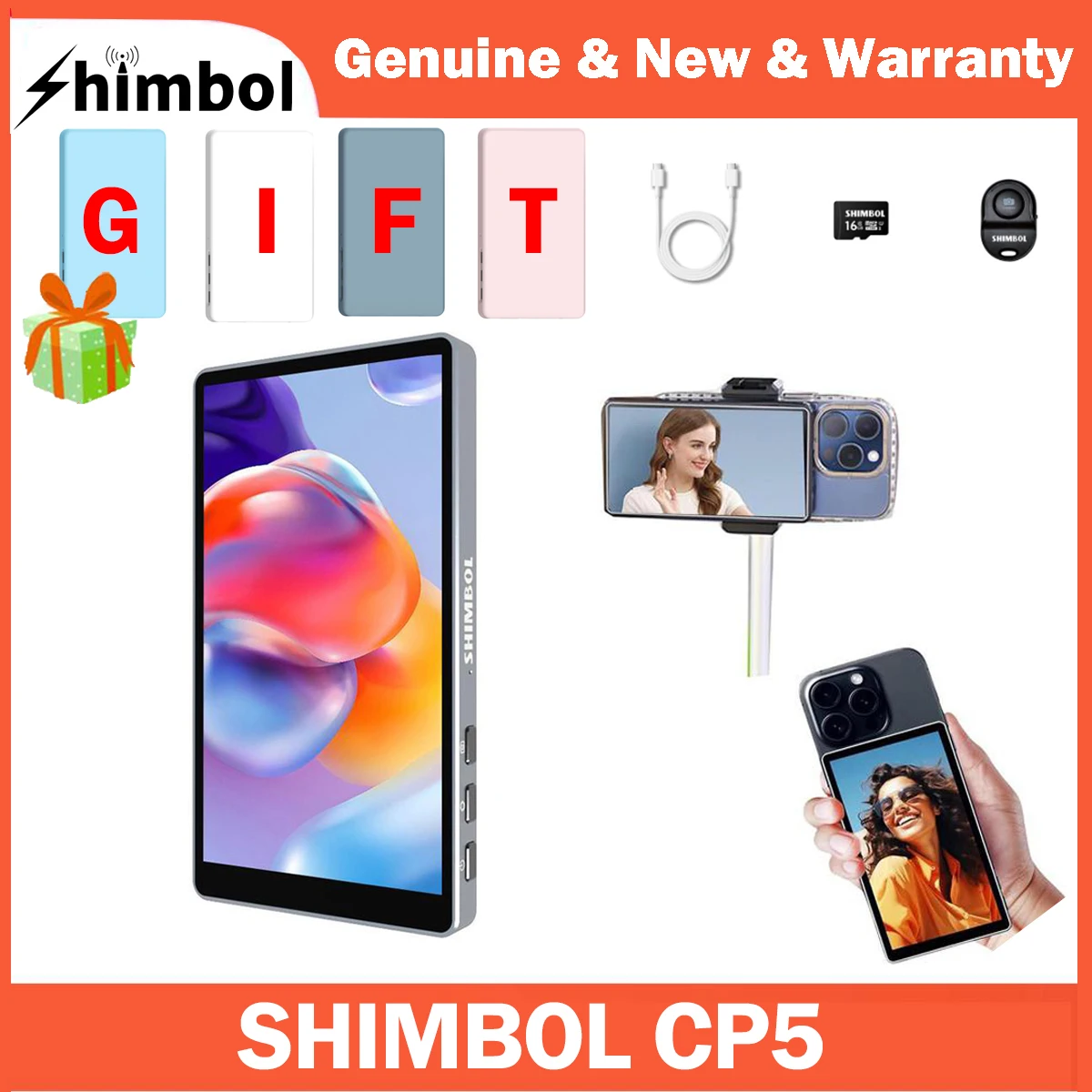 Shimbol CP5 Phone Vlog Selfie Monitor Screen Using Phone Rear Camera for Selfie Vlog Live Stream iPhone 16/15/14/13/12/11
