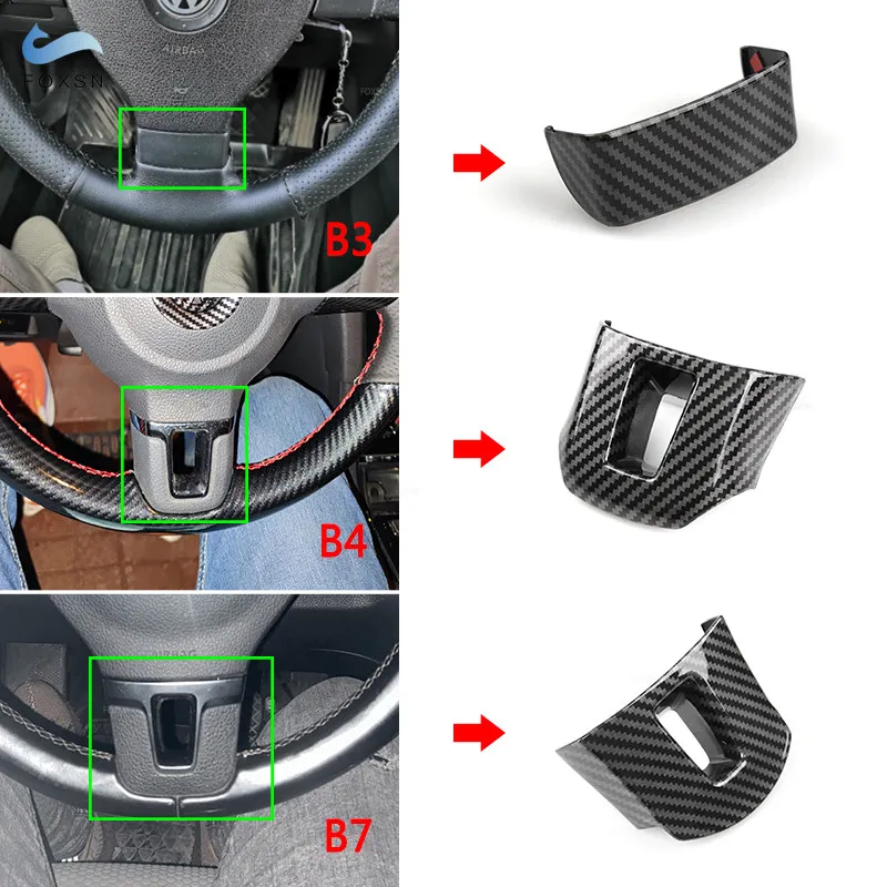 Für Vw Golf Jetta Bora Polo Passat Touran Tiguan Cc Carbon Textur Innen Lenkrad Panel Abdeckung Inneren Zubehör Trim