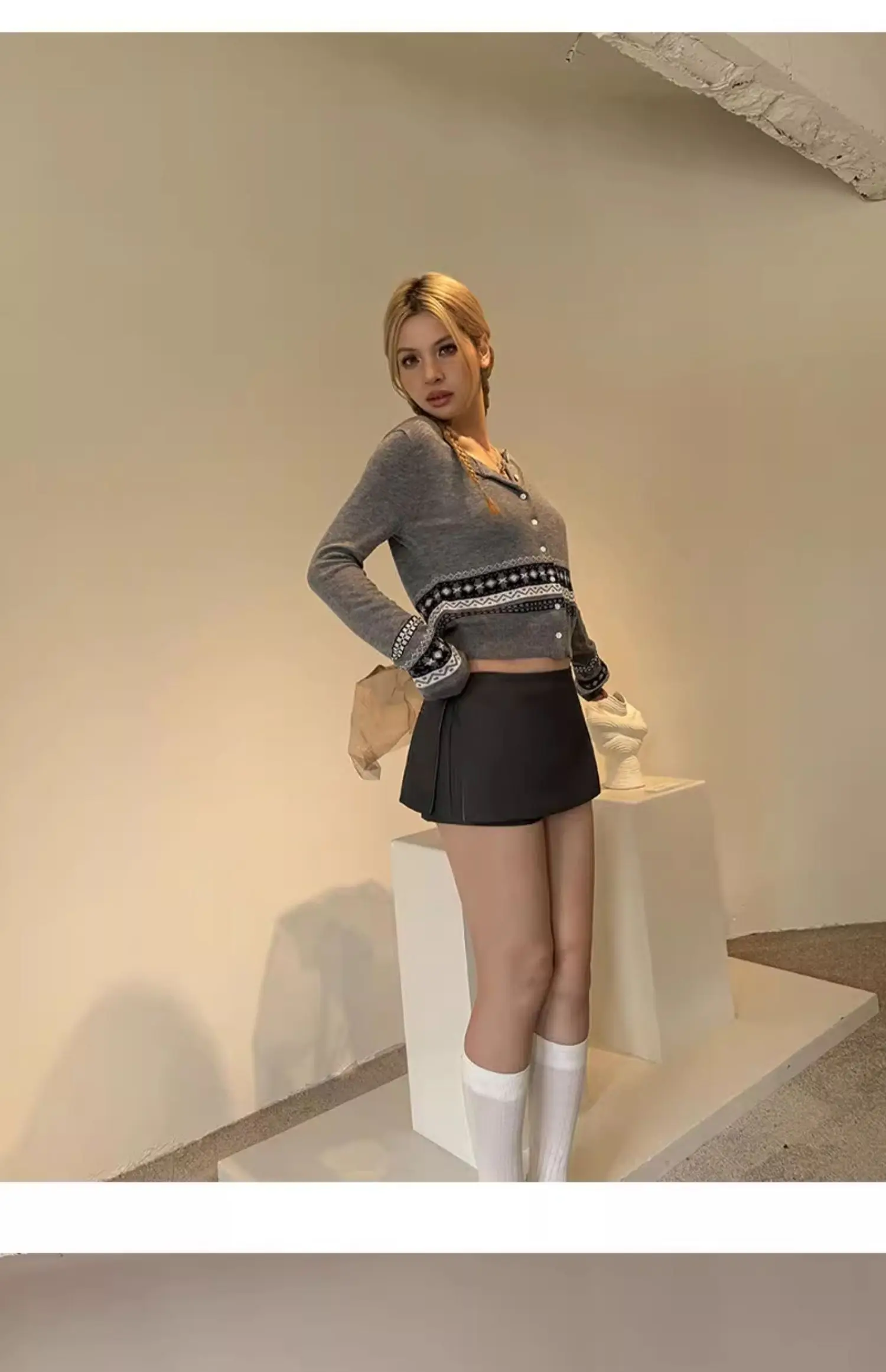 Women RA High Waist Side Zips The Two-way Mini Skirt Shorts