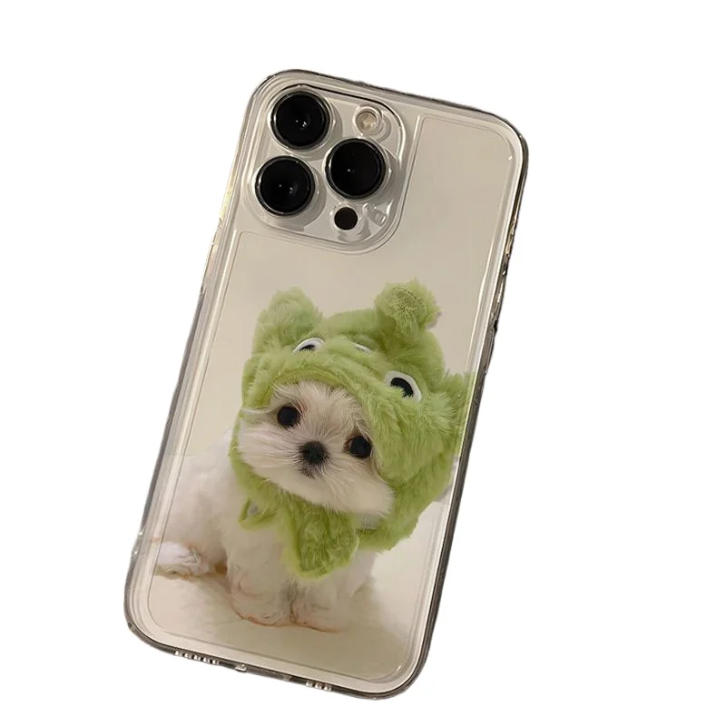 Whimsical Green Headgear Puppy Dog Phone Case - Cute Protective Cover
