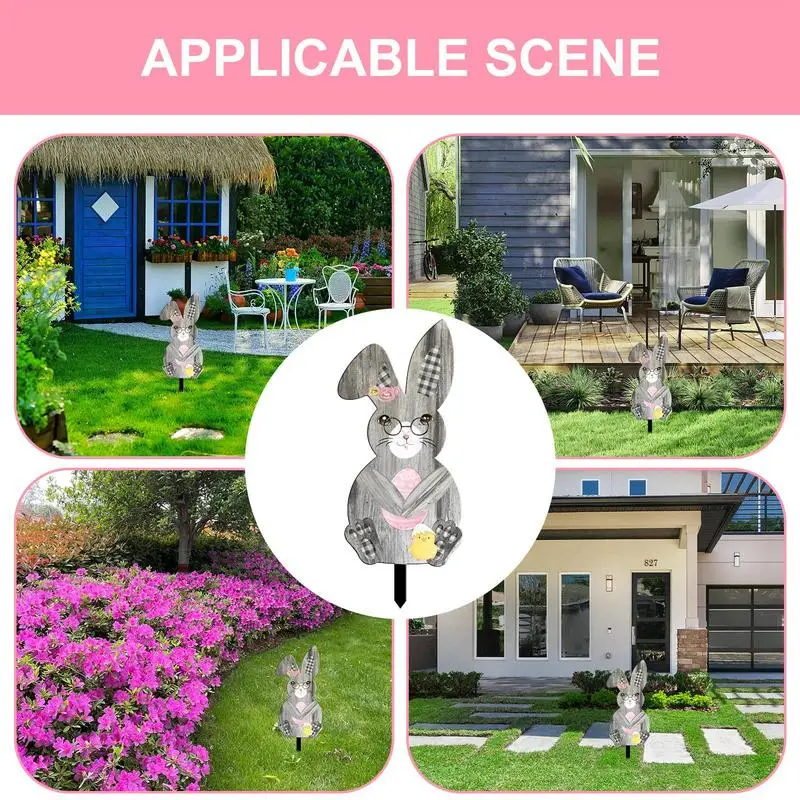 Easter Bunny Stakes Acrylic Animal Shaped Lawn Decorations Easter Animal Signs With Stakes Lawn Decorations For Patio