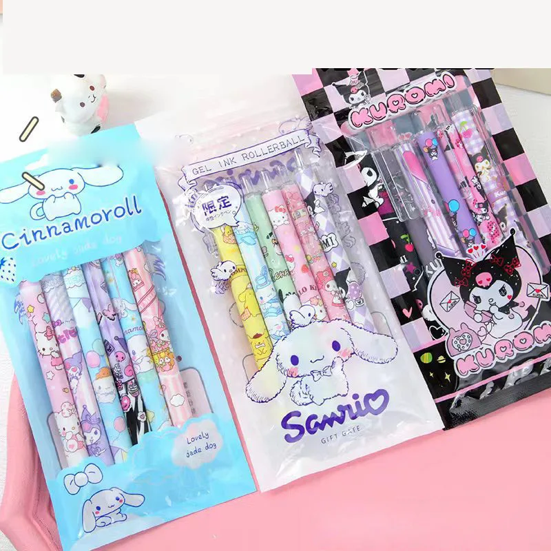 

72 pcs/lot Sanrio Melody Cinnamoroll Kuromi Gel Pen Cute 0.5mm Black Ink Neutral Pens Promotional Gift Office School Supplies