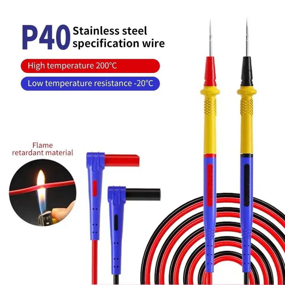 MECHANIC P40 P30 Multimeter Pen 1000V 20A Soft Anti-Scalding Silicone Wire Extra Tip Probe Test Pen for Digital Multimeter