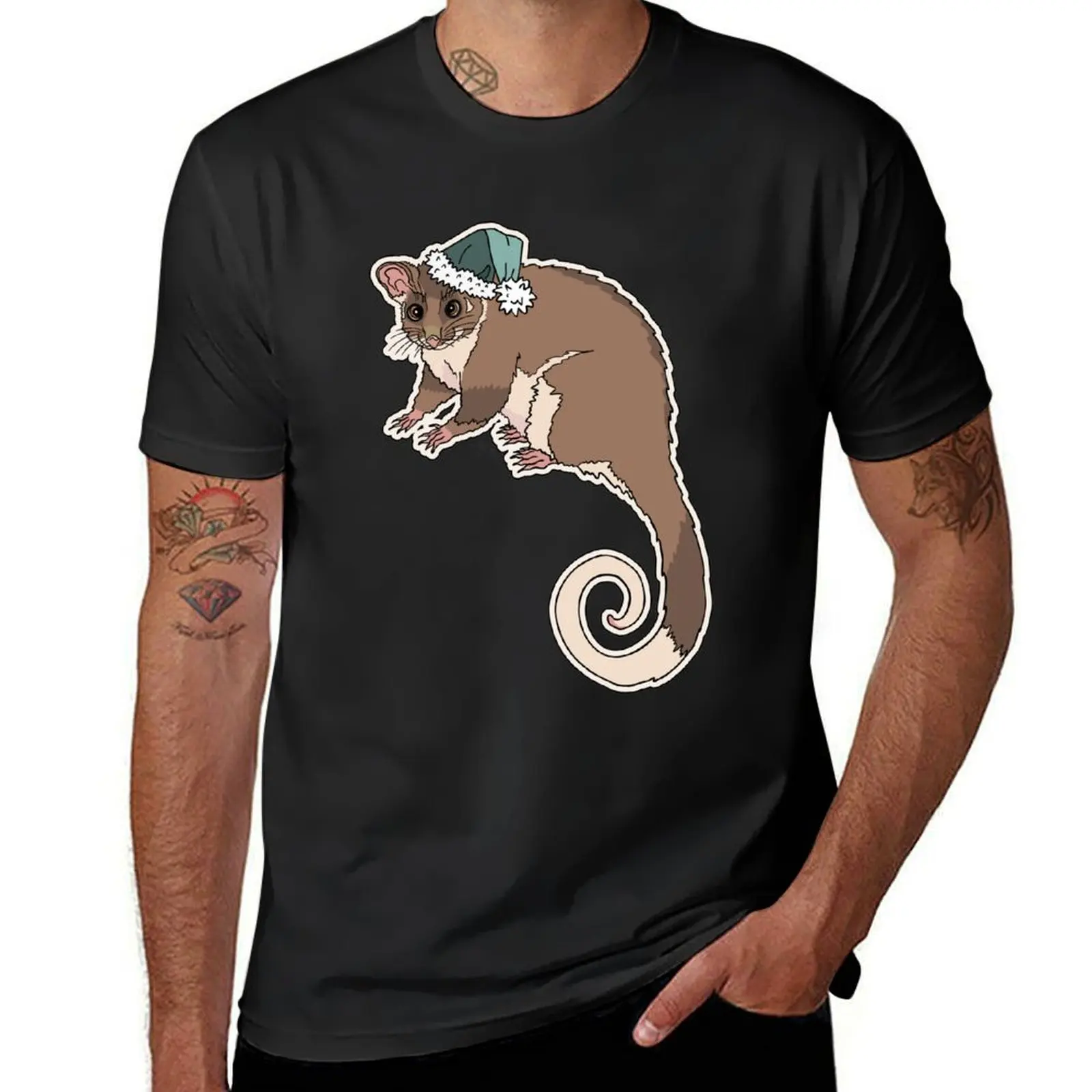 Christmas Possum Green Hat T-Shirt oversizeds Blouse funnys anime t shirts for men