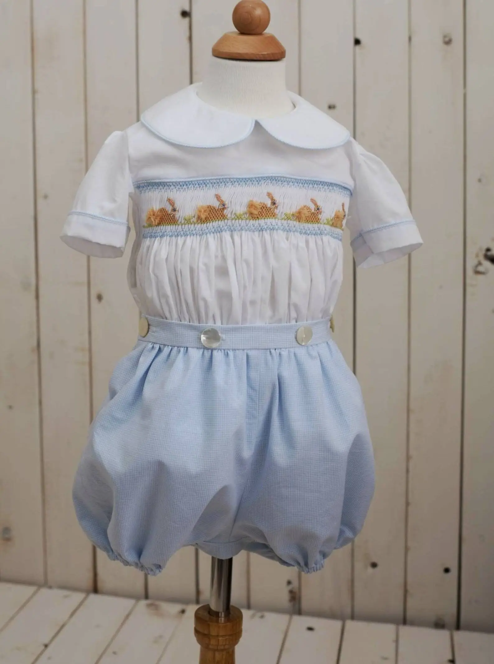 

0-6Y Boy Summer Rabbit Smocked Outfit Suit for Easter