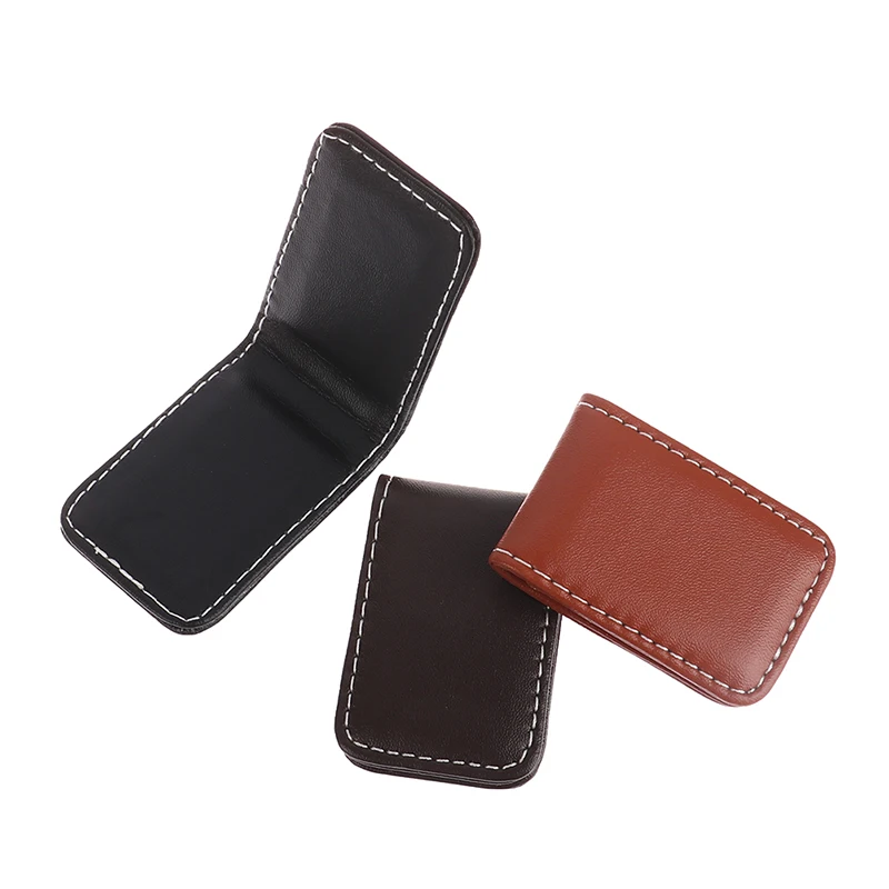 Credit Card Holder Synthetic Leather Wallet Metal Money Clip 1Pc Money Clip Wallet Slim Men Women Vintage Strong Magnet Money Clip Cow PU Leather Pocket Clamp Credit Card Cash Wallet