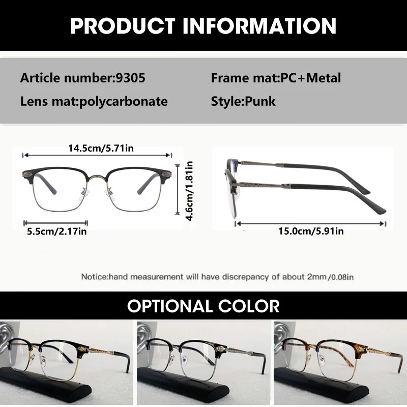 Ultra-Light Fashion Square Semi-Rimless Anti-Blue Light Eyewear