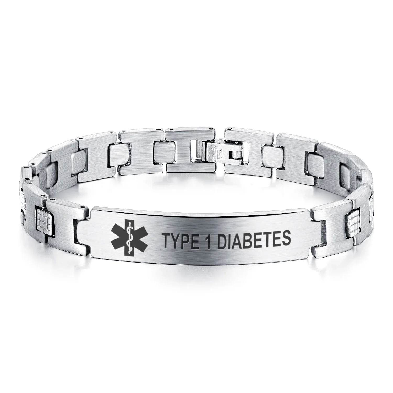 

Customized Elegant Surgical Grade Steel Medical Alert ID Bracelet for Men Custom Stainless Personalized Jewelry