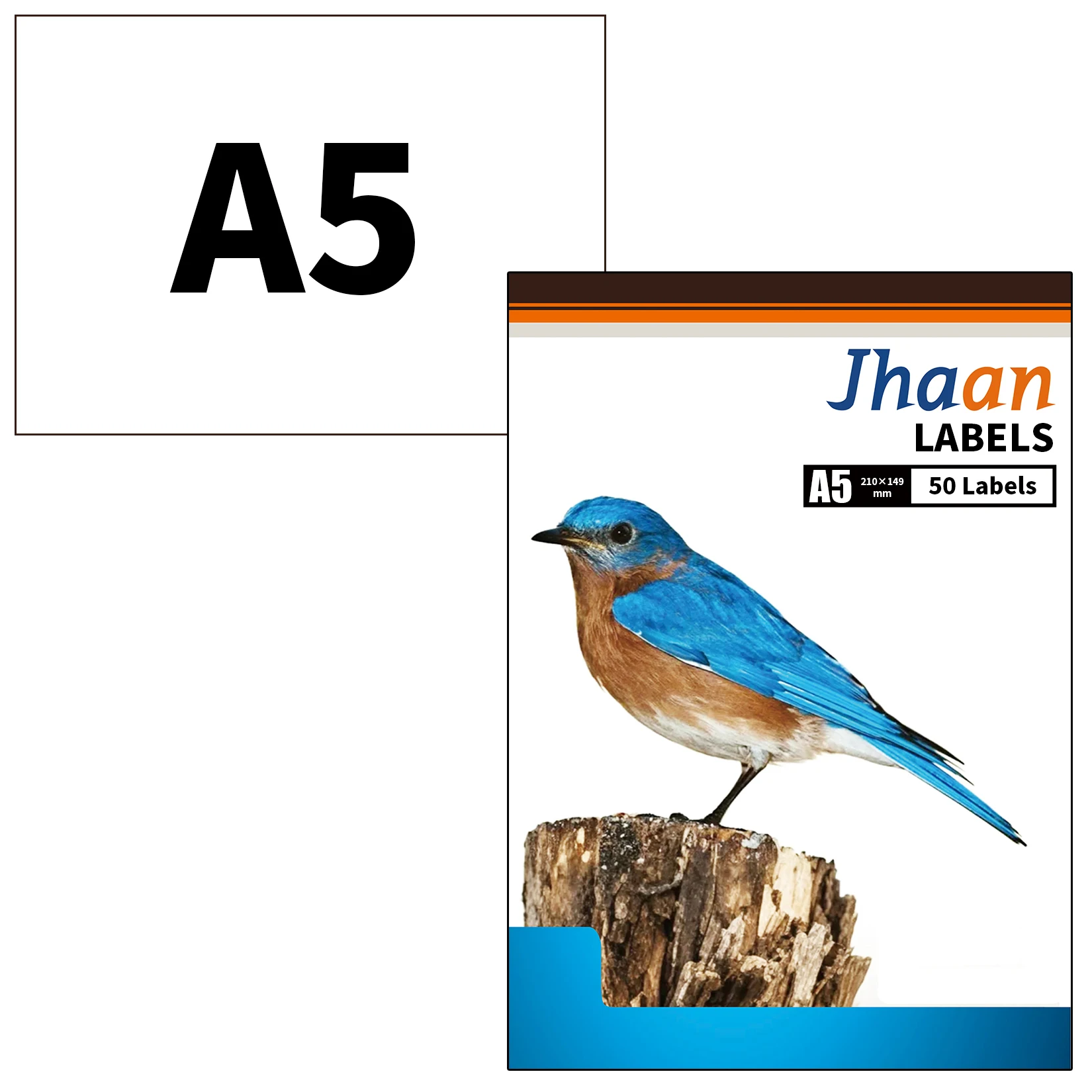 Jhaan 5 x A5 (210x149mm, 50 labels) Compatible Labels Compatible with All Laser Printers, Inkjet Printers, Copiers