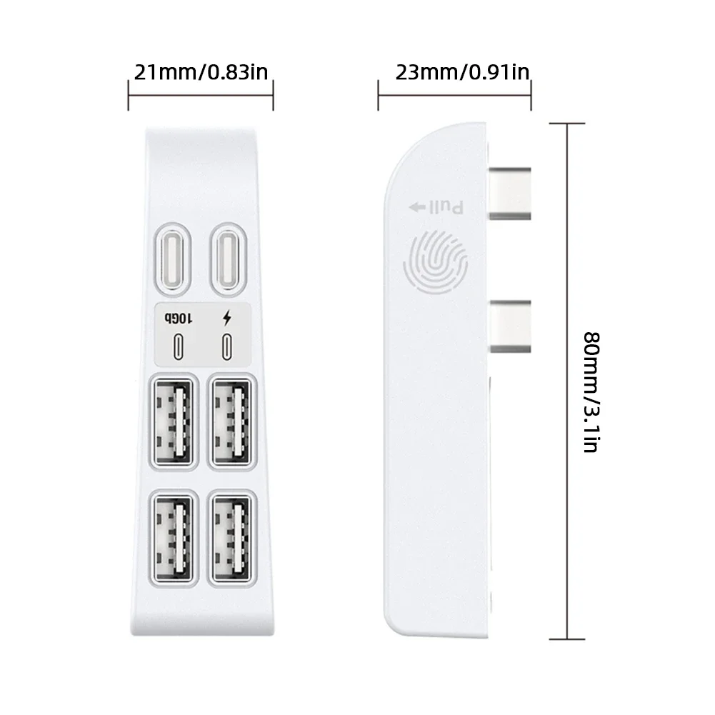 USB High-Speed Expansion Hub Charger Extender USB Port Extender with 4 USB & 2 Type C Port for PS5 Slim for Playstation 5 Slim