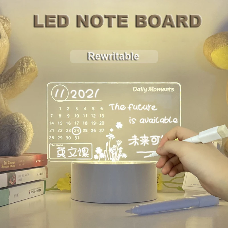 

Rewritable Note Board Led Table Lamp Creative Mesage Board Led Night Light with Pen Usb Atmosphere Bedside Lamp Children's Gift